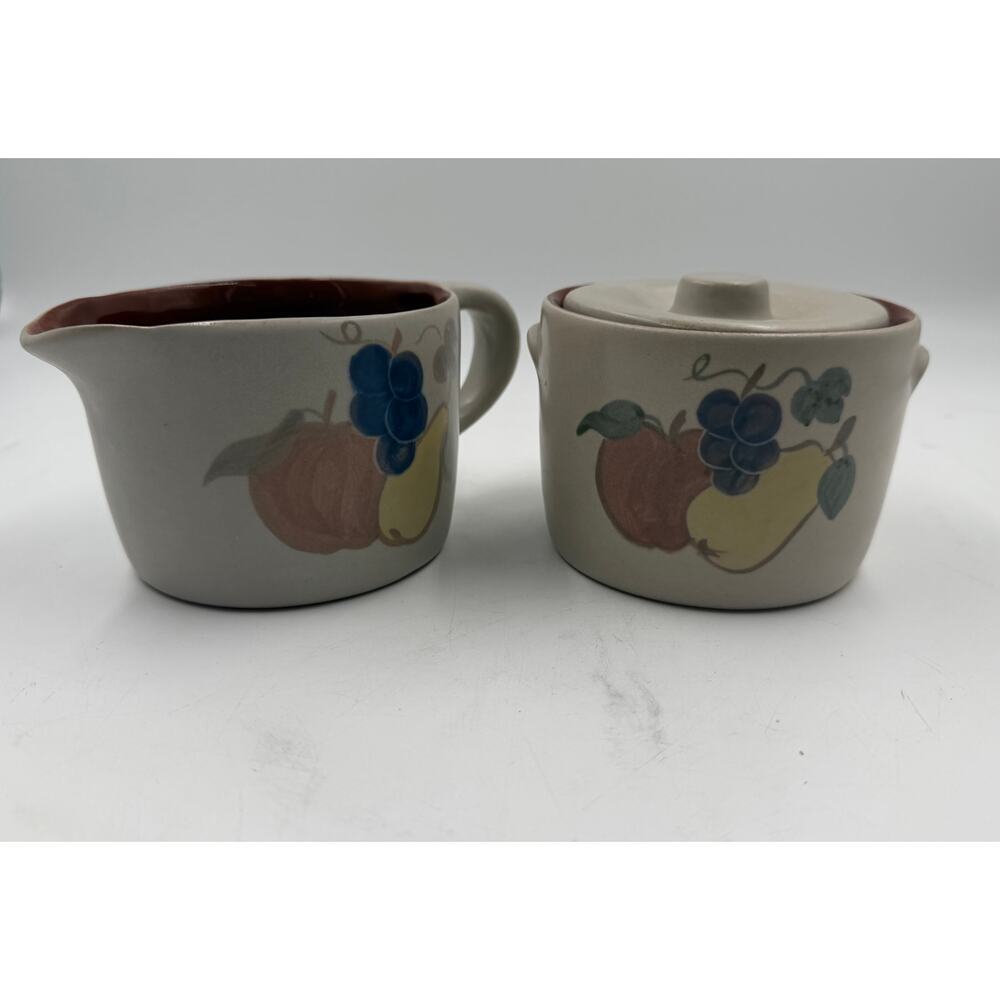 Chatham Potters Country Harvest Stoneware: Vintage Sugar Bowl and Creamer